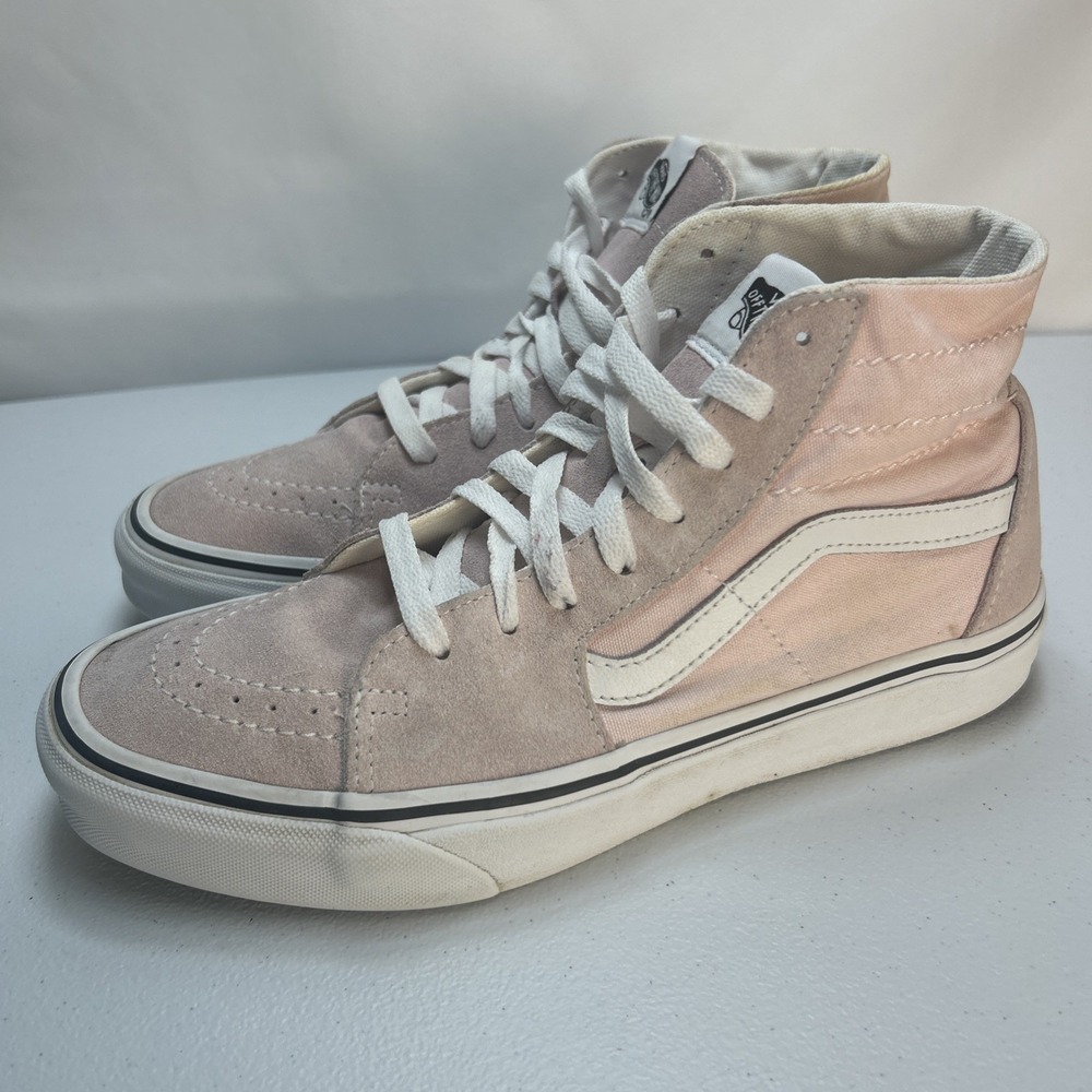 Vans Sk8 Hi Suede‎ Canvas Pastel Pink Lavender Fog High Top Shoes Womens Size 9
